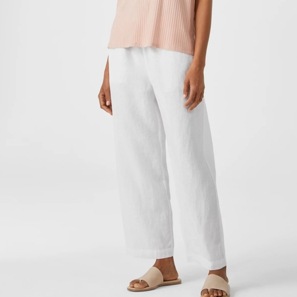 Eileen Fisher white organic linen wide leg pants. Size XL - Picture 2 of 10